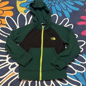 The North Face Kids Green and Black Zip-Up Hoodie